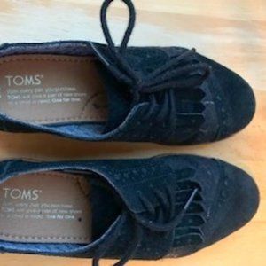 Women's Tom's Black Suede Brogues